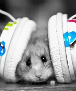 Hamster With Headphones Diamond Painting