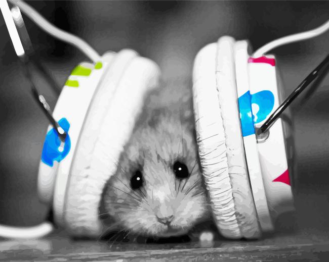 Hamster With Headphones Diamond Painting