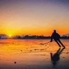 Ice Hockey On Lake Sunset Diamond Painting