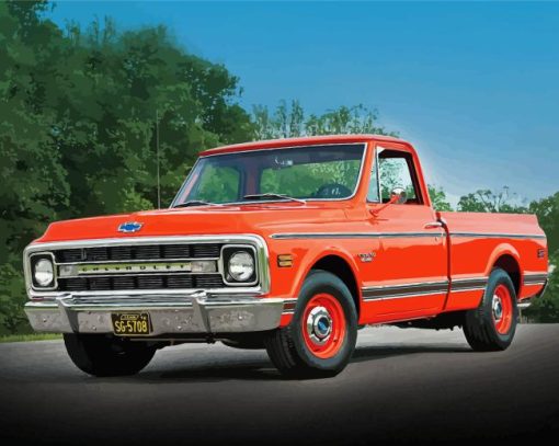 Orange Camionnette Chevrolet Diamond Painting