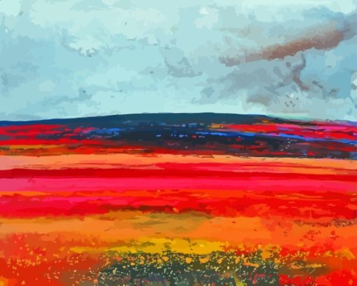 Red Field Landscape Kurt Jackson Diamond Painting