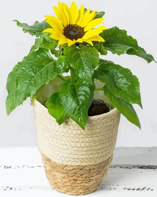 Sunflower Flowering Plant Vase Diamond Painting