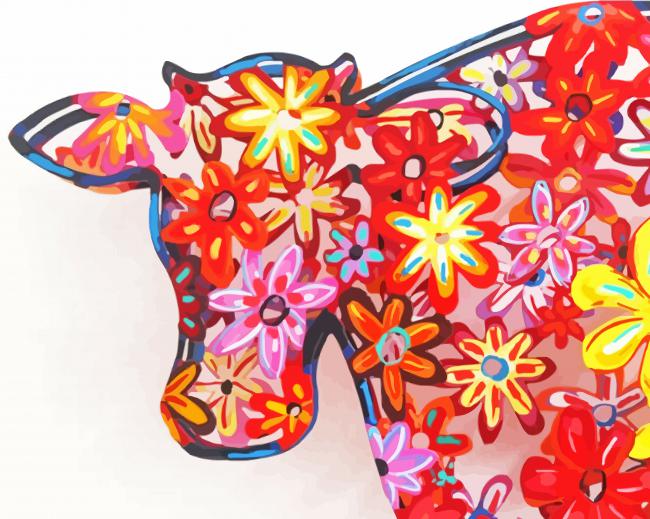 Abstract Floral Cow Diamond Painting