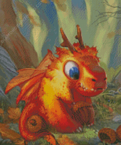 Baby Dragon And Acorn Diamond Painting