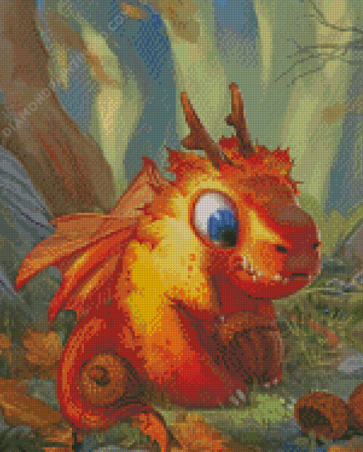 Baby Dragon And Acorn Diamond Painting