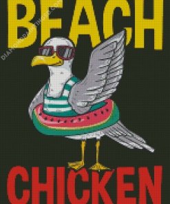 Beach Chicken Poster Diamond Painting