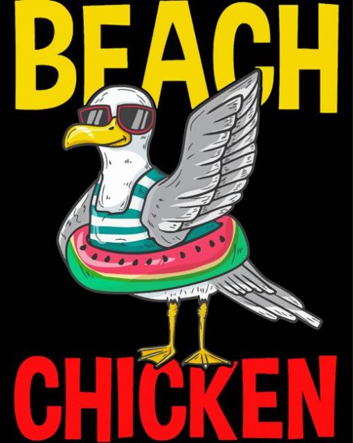 Beach Chicken Poster Diamond Painting