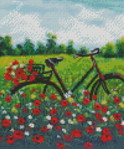 Bike In Field Diamond Painting