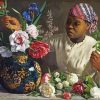 Black Woman with Peonies Diamond Painting