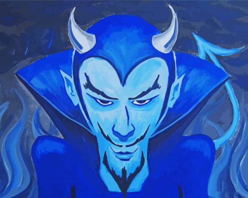 Blue Devil Face Art Diamond Painting