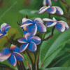 Blue Plumeria Flowers Diamond Painting