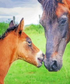 Brown Mare Horse And Foal Diamond Painting