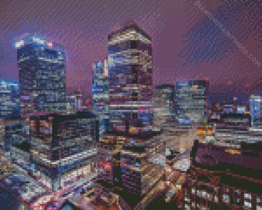 Canary Wharf at Night Diamond Painting