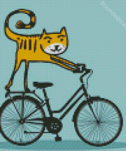 Cat Riding A Bike Diamond Painting