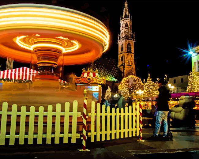 Christkindlesmarkt At Night Diamond Painting