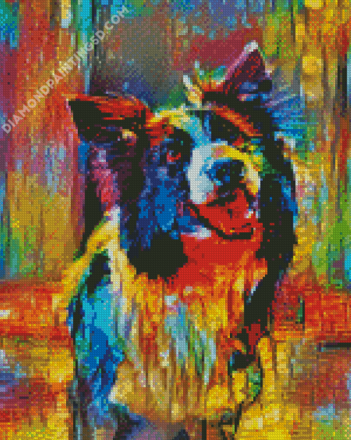 Colorful Border Collie Diamond Painting