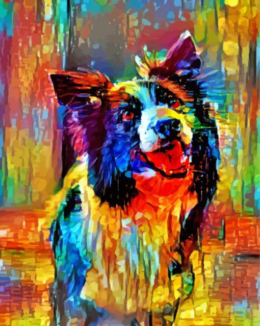 Colorful Border Collie Diamond Painting