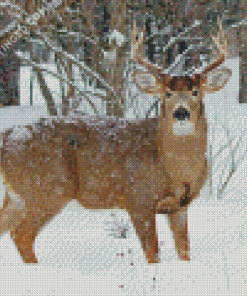 Deer In Snow Diamond Painting