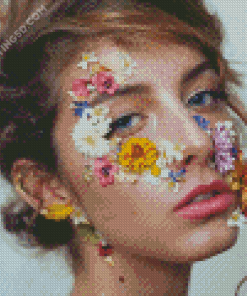 Face With Colorful Flowers Diamond Painting