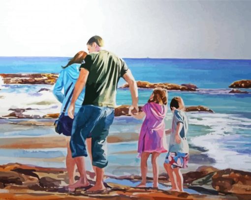 Family Beach Art Diamond Painting