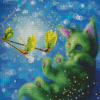 Fantasy Green Cat Diamond Painting