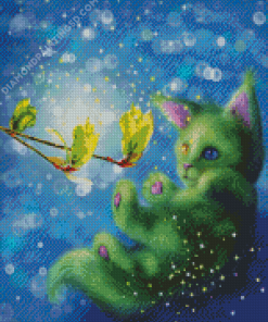 Fantasy Green Cat Diamond Painting