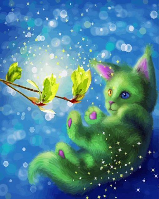 Fantasy Green Cat Diamond Painting