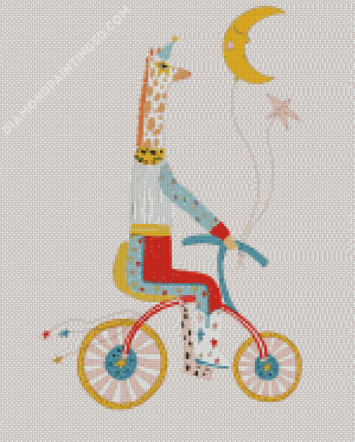 Giraffe On Bicycle Diamond Painting