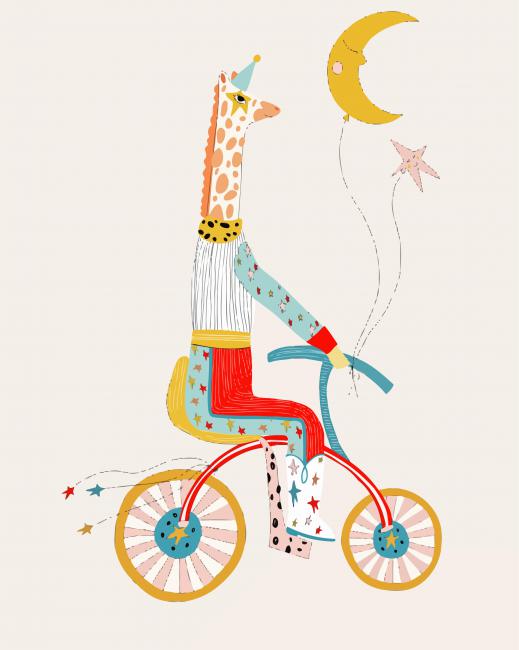 Giraffe On Bicycle Diamond Painting