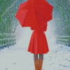 Girl With Red Umbrella Diamond Painting