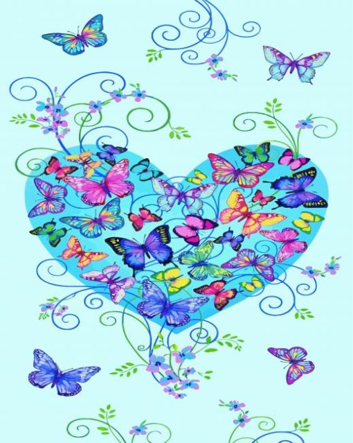 Heart Shape Butterflies Diamond Painting