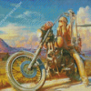 Hippie Girl On Motorcycle Diamond Painting