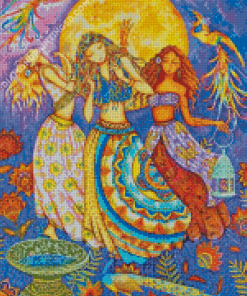 Hippie Girls Dancers Diamond Painting