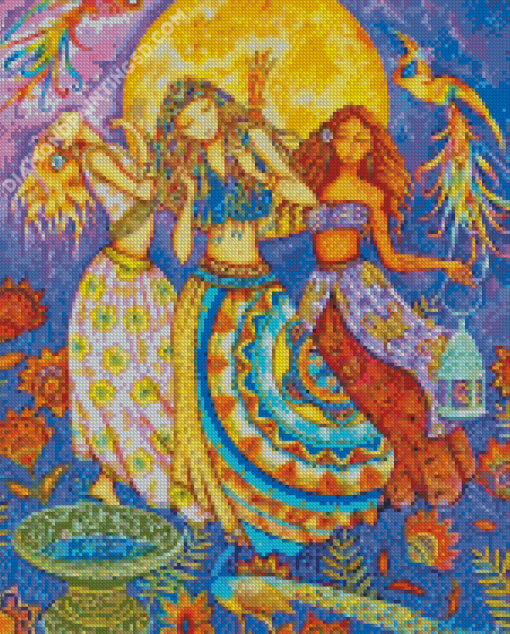 Hippie Girls Dancers Diamond Painting