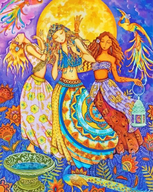 Hippie Girls Dancers Diamond Painting