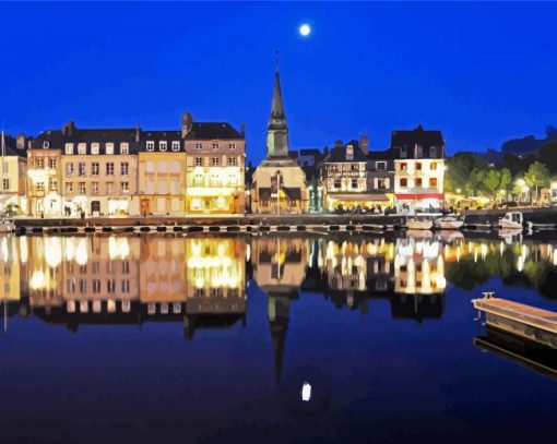 Honfleur Reflection At Night Diamond Painting