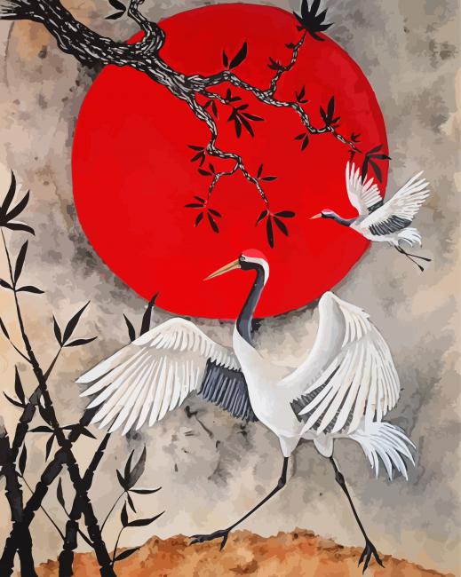 Japanese Red Crowned Crane Diamond Painting