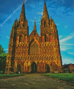 Lichfield Cathedral At Sunset Diamond Painting