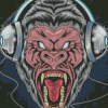 Mad Gorilla With Headphones Diamond Painting