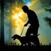 Man And Dog In Forest Diamond Painting