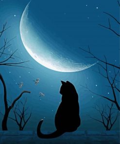 Moonlight Cat Silhouette Diamond Painting