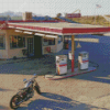 Motorcycle Old Gas Station Diamond Painting