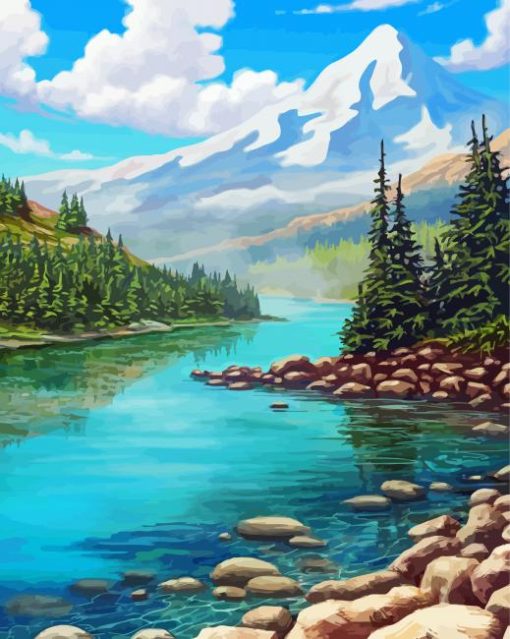 Mountains River Landscape Diamond Painting