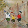 Old Ladies With Umbrellas Diamond Painting