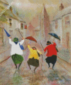 Old Ladies With Umbrellas Diamond Painting