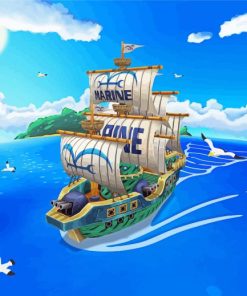 One Piece Ship Marine Diamond Painting