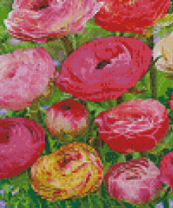 Peonies and Ranunculus Flowers Diamond Painting