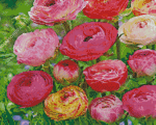 Peonies and Ranunculus Flowers Diamond Painting