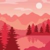 Pink Landscape Art Diamond Painting