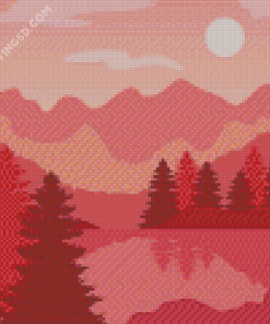 Pink Landscape Art Diamond Painting